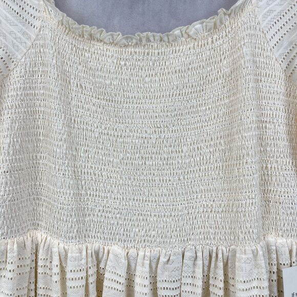Bohme Smocked Dress Womens Size Large Natural Prairie Bohemian Flowy Farmcore - Picture 6 of 12